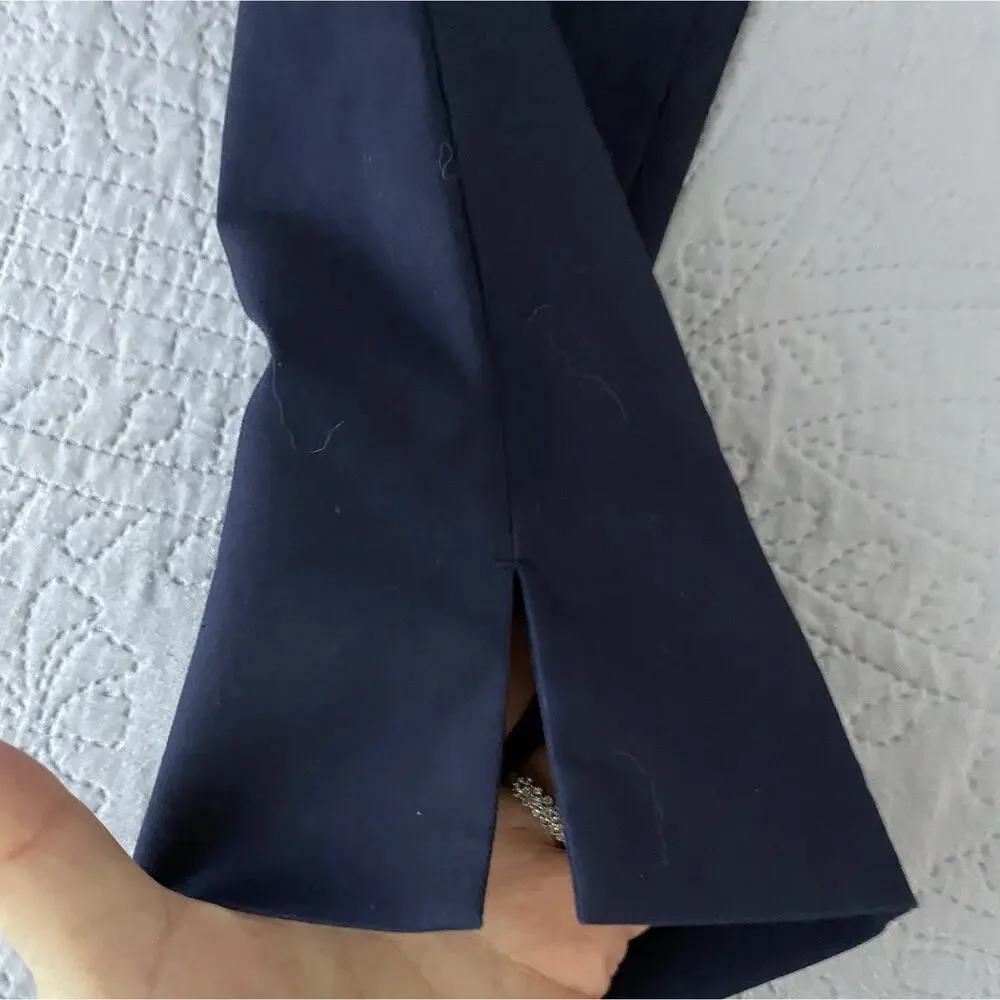 Tory Burch Sz 6 Skinny Callie Navy Blue Pockets Front Seam Ankle Crop Pants